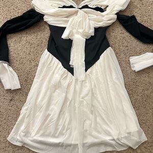 Elegant Black and White Off-Shoulder Dress